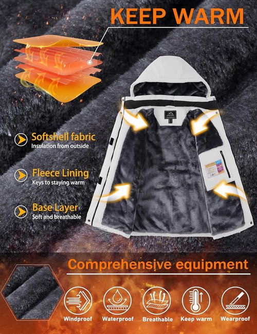 MAGCOMSEN Women's Ski Jacket - Waterproof Insulated Winter Coat with Fleece Lining | Warm & Windproof