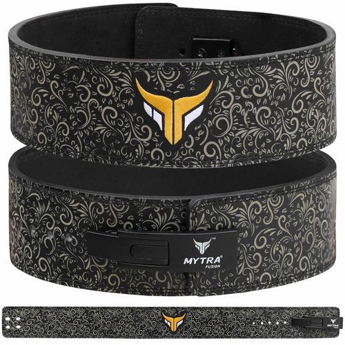 Mytra Fusion Gym Belt whit Buckle Weight Lifting Belt for Gym, Fitness, Workout, women & men Weightlifting Belt (Black, XL)