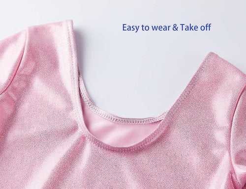 Domusgo Girls Gymnastics Leotards - Shiny Colorful Long Sleeve Bodysuits for Tumbling | One Piece Design