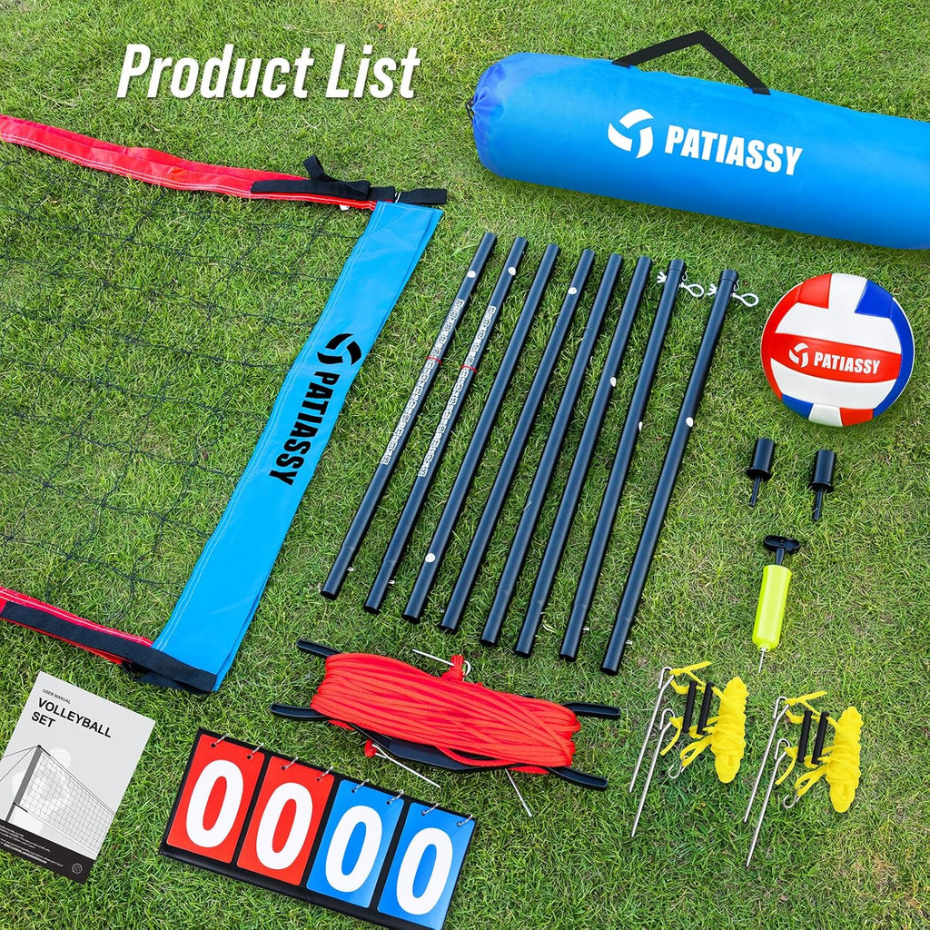 Volleyball Net Set by [Brand Name] - Adjustable Width & Height for Backyard or Beach | Complete with Pump, Scoreboard & Carry Bag
