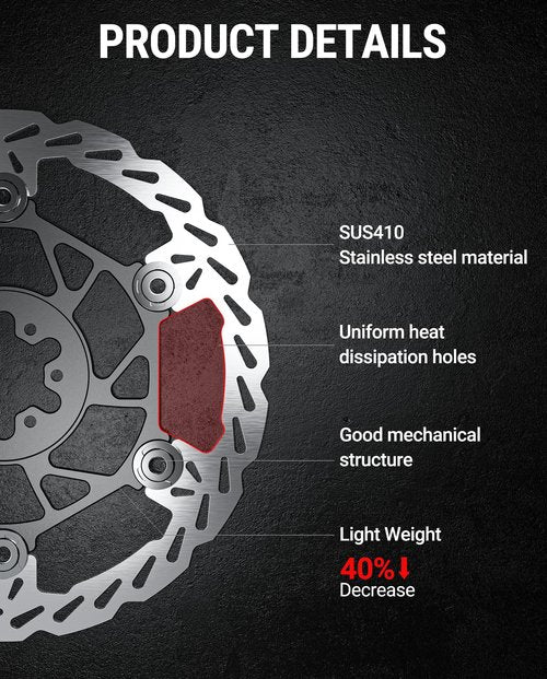 Floating Front Disc Brake Rotor(220mm),Aircraft Aluminum Core,Stainless Steel MTB Brakes Rotors with 6-Hole,Thickness 2.3mm,for Talaria Sting R MX3,MX4,Sur-Ron Light Bee X LBX,Segway X160/X260 (Front)