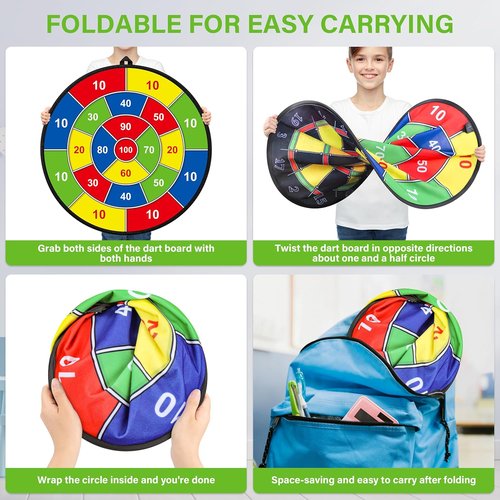 Large Dart Board - Double-Sided Kids Dart Board with Sticky Balls & Darts | Indoor/Outdoor Fun for Ages 3-12