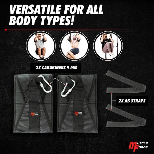 MuscleForge Hanging Ab Straps for Pull Up Bar - Professional Ab Straps & Hanging Abdominal Slings - Training Equipment with Bar Attachment (Pair)