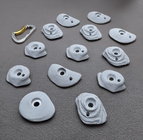 Rock Holds 12 Bolt On Beginner to Intermediate Crimp Rock Climbing Holds Easier Crimp Grip Home Climbing Wall Bouldering Gym Holds (Beginner Grey)