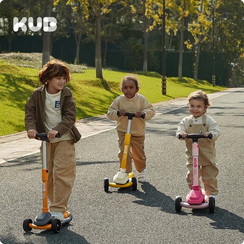 KUB Toddler Scooter for Kids Ages 2+, 3 Wheel Kick Scooter with LED Light-Up Wheels, Adjustable Height Handlebar, Lean-to-Steer, Anti-Slip Deck, Easy-Fold Design, Gift for Boys and Girls(Lemon Yellow)