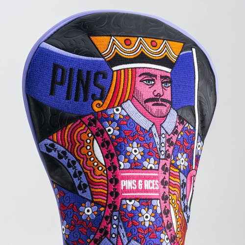 Pins & Aces Royal Flush Head Cover - Premium, Hand-Made Leather Headcover - Ace of Spades & Magnetic Closure, Tour Quality Golf Club Cover - Style and Customize Your Golf Bag Driver (Black)