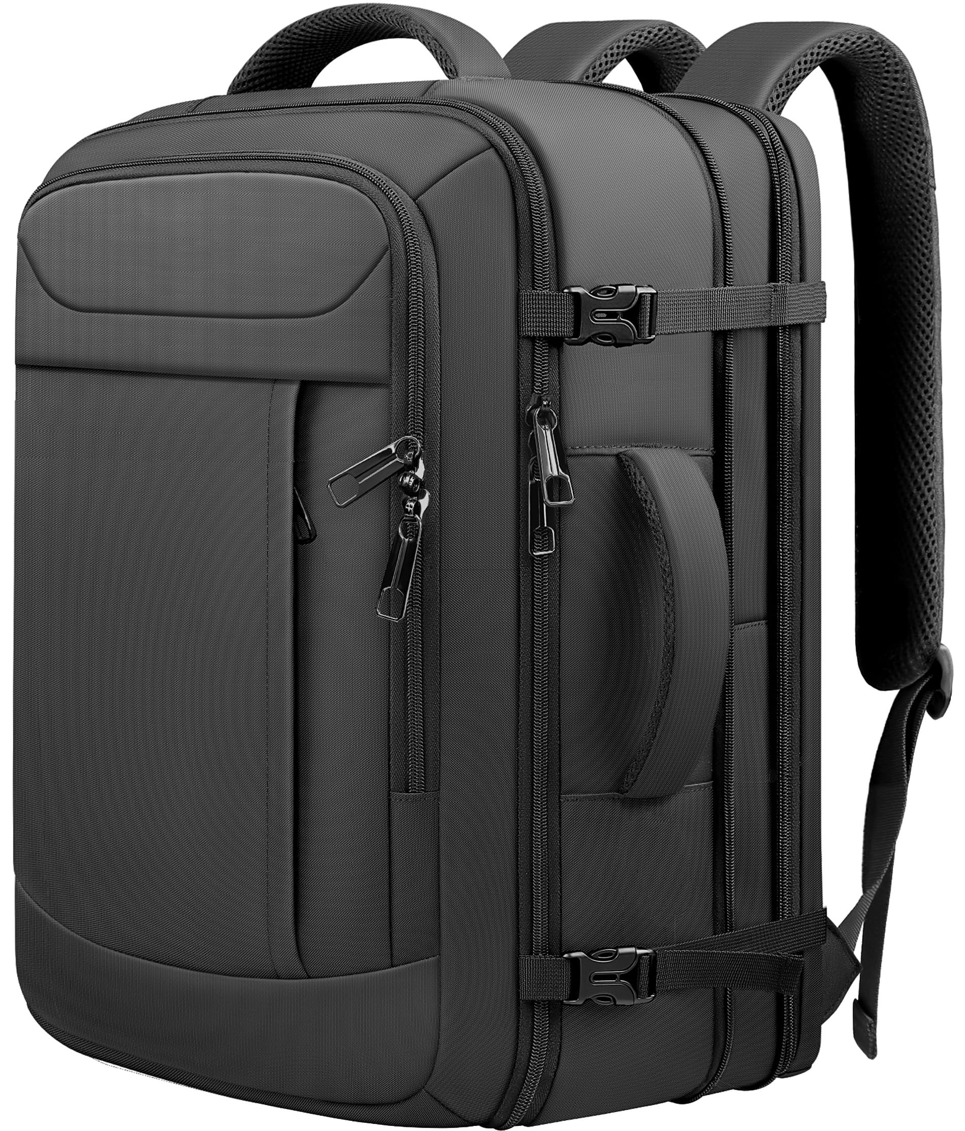 JARWAM Carry On Backpack with LifetimeWarranty, Expandable Travel Backpack for Men, TSA Flight Approved Anti-Theft Large Duffel Bag Fits 17.3 Inch Laptop, Black