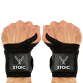 Wrist Wraps weightlifting, powerlifting, cross training, bodybuilding with thumb loop. Professional grade for gym workout, men and women weight lifting and strength training by Stoic - Black 36 Inch