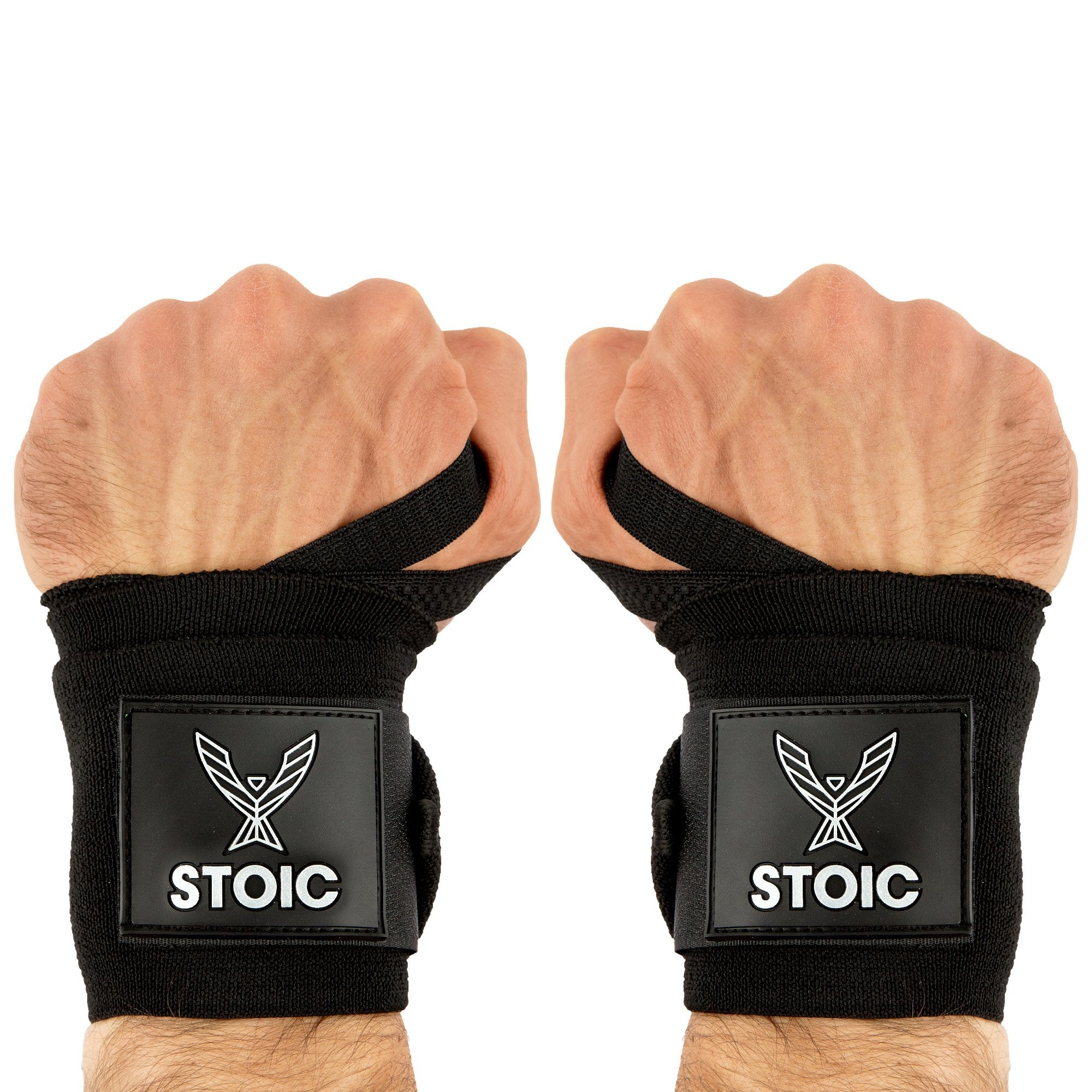 Wrist Wraps weightlifting, powerlifting, cross training, bodybuilding with thumb loop. Professional grade for gym workout, men and women weight lifting and strength training by Stoic - Black 36 Inch