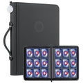 GEAoffice 9-Pocket Card Binder - 576 Card Capacity, Side-Loading PU Zip Binder with Handle (Black)