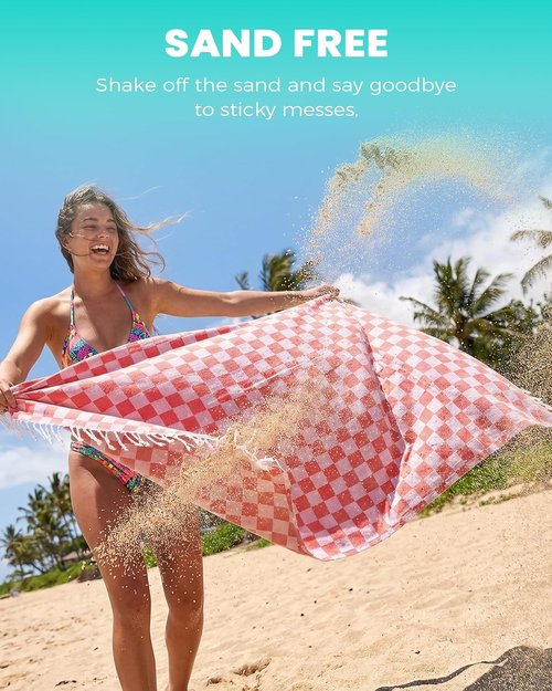 6 Packs Turkish Beach Towel Blanket Set Pool Bath Towels Bulk Multipack Travel Sand Free Quick Dry Extra Large Oversized Cute Big Cotton Soft Lightweight Compact Checkered Proof Cloud Men Women Adult