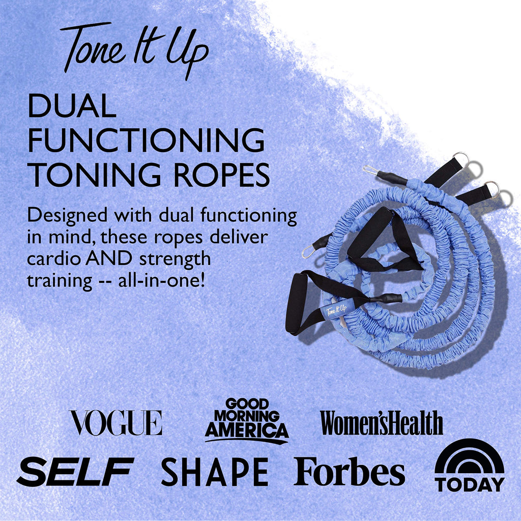 Tone It Up Toning Ropes I Bungee Bands for Arm Strength Training & Full Body Cardio Home Workouts, Travel Resistance Bands