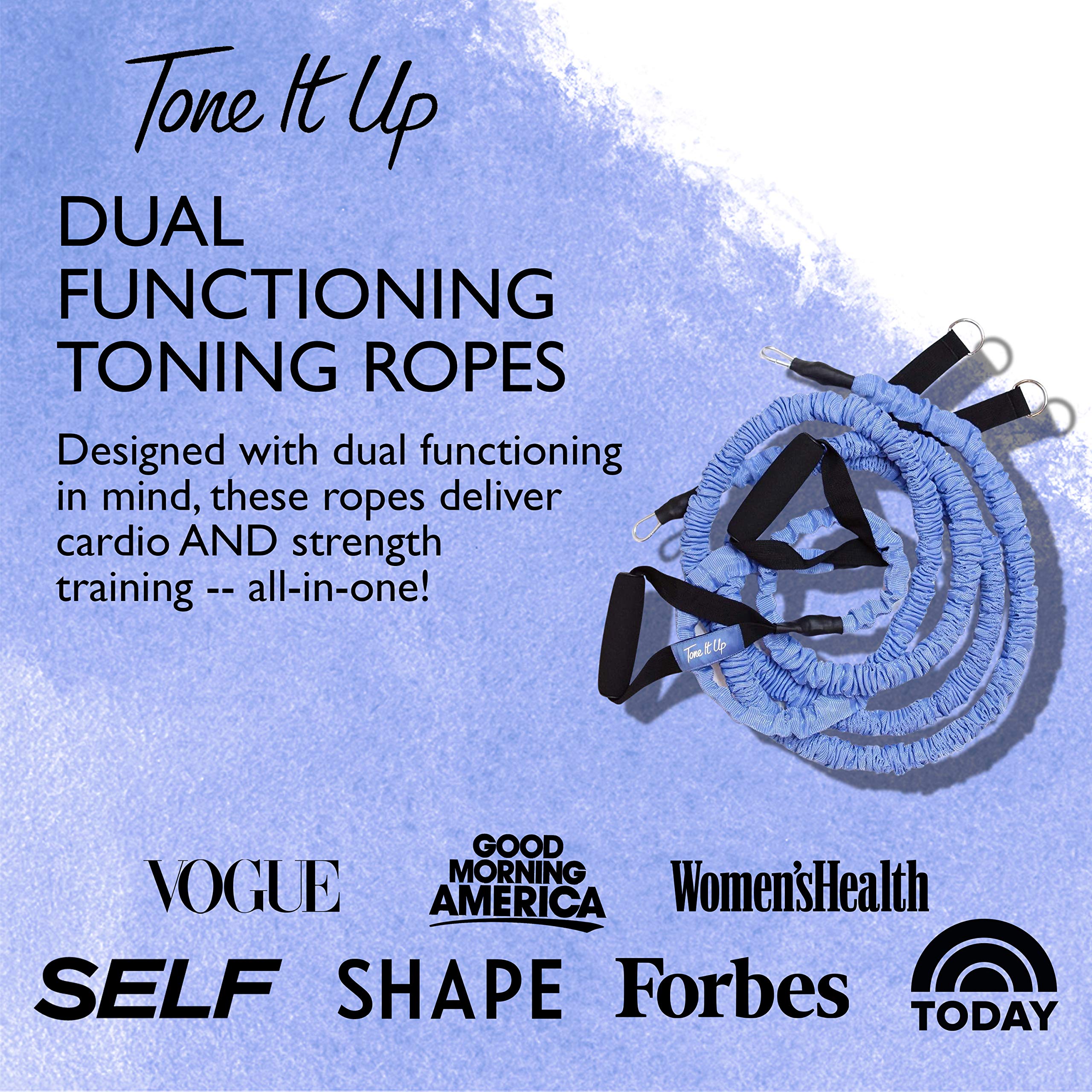 Tone It Up Toning Ropes I Bungee Bands for Arm Strength Training & Full Body Cardio Home Workouts, Travel Resistance Bands