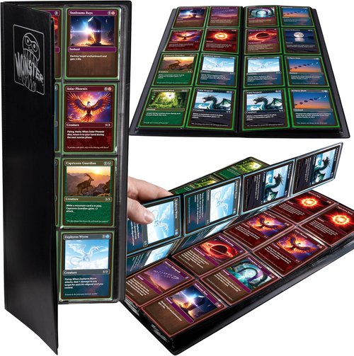 Monster Trading Card Album - Matte Black Binder with Anti-Theft Protection | Holds 320 Cards for Yu-Gi-Oh, Pokémon, MTG