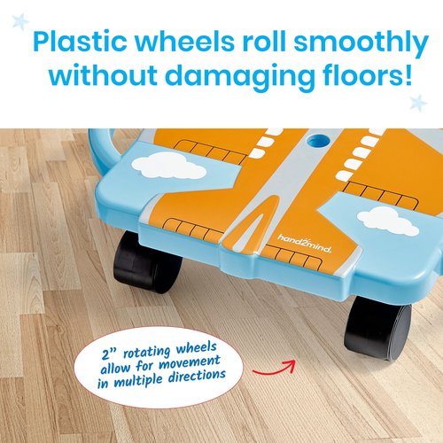 hand2mind Orange Plane Glider Scooter Board, Floor Scooter Board, Gross Motor Toys, Kids Exercise & Physical Education Equipment, Playground Toys, Indoor Active Play, Toddler Outdoor Activities