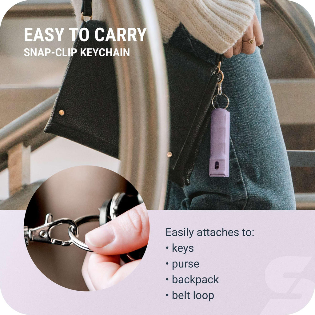 SABRE Pepper Gel Spray with Fast Flip Top Safety & Snap‑Clip Keychain for Self Defense - Max Strength with UV Dye, Finger Grip, Reduces Wind Blowback,10-Sec Spray,14ft Range, Made in USA, 0.54 fl oz