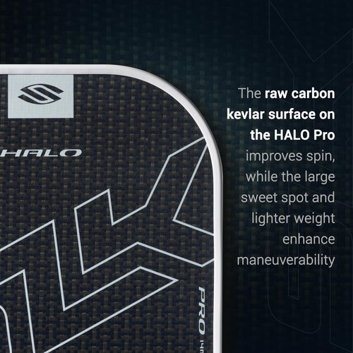 Selkirk Sport SLK Halo Pro MAX Pickleball Paddle | Raw Carbon Fiber Pickleball Paddles with a Rev-Core Power Polymer Core | Designed for Ultimate Spin & Power | Black