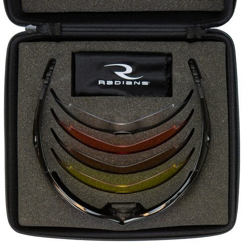 Radians Shift Interchange Shooting Glasses (5 Interchangeable Lenses), Black Frame/Clear, Copper, Amber, Orange, One Size