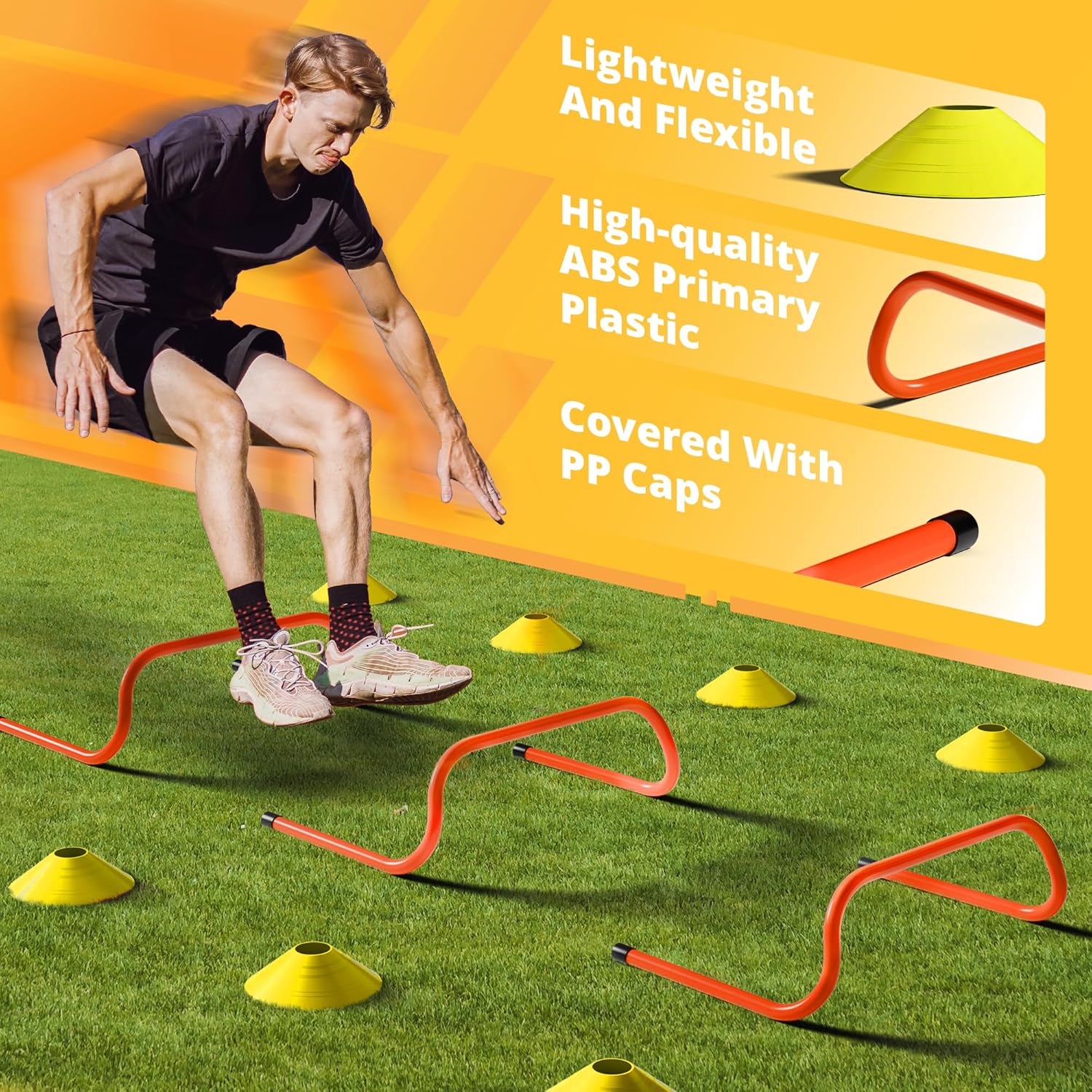 Yes4All Agility Ladder Set - Speed Training Equipment with Adjustable Ladder, Cones, Hurdles & Parachute