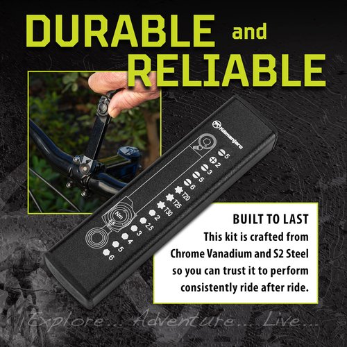 Kilimanjaro 15-in-1 Mini Bike Torque Wrench Tool Kit – Compact Bicycle Repair Set with Precision Torque Wrench, Hex, Torx & Screwdriver Bits, and Storage Case – Cycle Series – 910546ECE