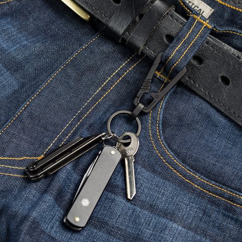 KeyUnity Titanium Carabiner Keychain Clip, Quick Release EDC Key Holder Organizer with Key Ring (KM04BK)