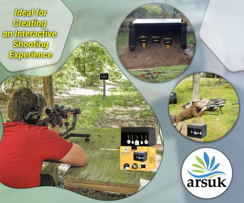 ARSUK Pellet Gun Target Trap with Resetting Center Shot – Metal Bullet Trap for BB Guns, Pellet Guns, and Airsoft – 7x6.2x6.2 Inch Pellet Target Trap for Indoor & Outdoor Shooting Practice