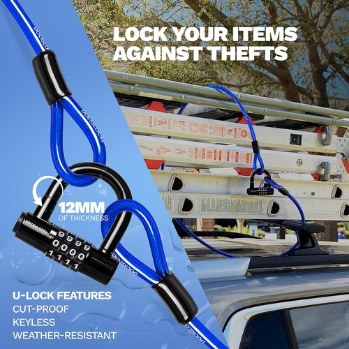 DocksLocks Security Cable Lock Set - Weatherproof Keyless U-Lock with Anti-Theft Design | 5' to 25' Length