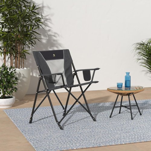 GCI Outdoor Comfort Pro Chair - Durable Folding Design in Heathered Pewter Gray