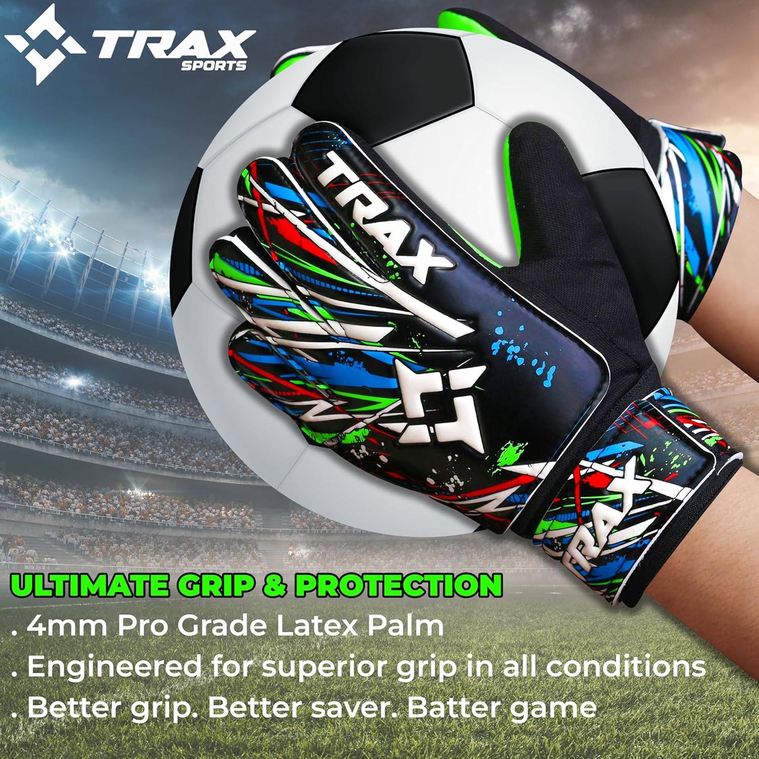 Skiennix Soccer Goalie Gloves - Youth & Adult Football Goalkeeper Gloves with 4mm Anti-Slip Latex Palm