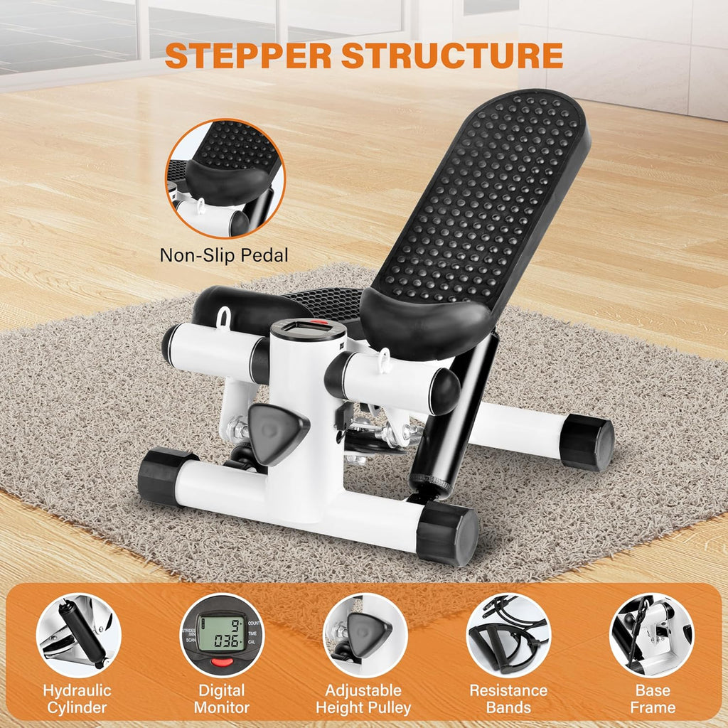 YSSOA Mini Stepper - Full Body Fitness Equipment with Resistance Bands | Home Workout Solution
