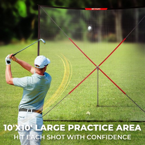 Net Playz Golf Practice Auto Return Net,10Ft x 10Ft, Quick Set-up, Multi-Angle Adjustment, Golf rebound net, Outdoor Training net