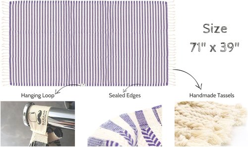 Bazaar Anatolia Turkish Beach Towel - Oversized 100% Cotton, Quick Dry & Sand Free - 71x39 Inches, Arpa Purple