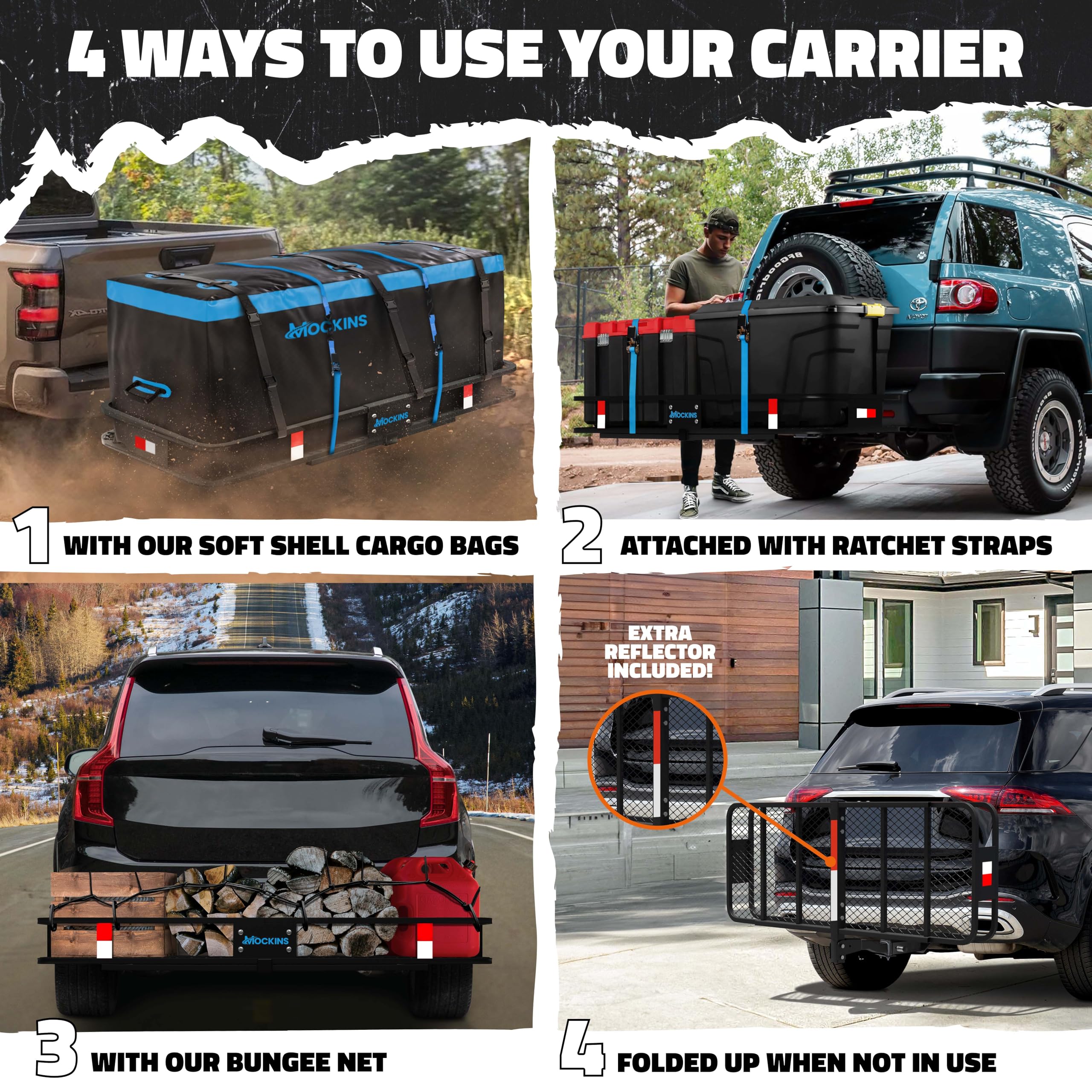Mockins 500 Lbs. Capacity Folding Luggage Rack for SUV Car Truck & RV