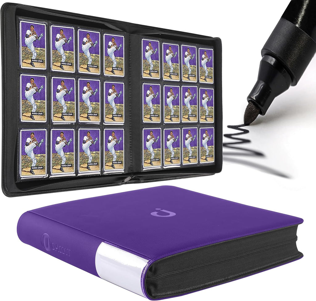 Premium Card Binder - 12 Pocket Design Fits 1200 Cards | Ringless with Sleeves for Trading & Sports Cards - Classic Purple