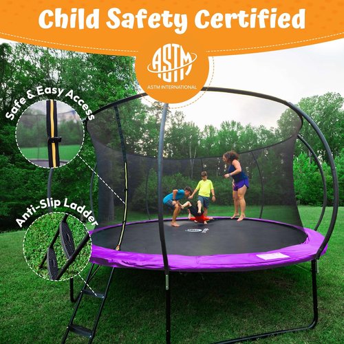 JUMPZYLLA Trampoline - Outdoor 8FT to 16FT with Enclosure, Non-Slip Ladder & Anti-Rust Frame | ASTM Approved for Kids & Adults