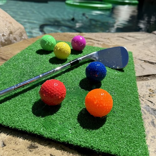 Floating Golf Green for Pool, Putting Turf Mat, Real Floating Golf Balls with Three Different Sized No Drifting Chipping Targets Game Set for Golfers