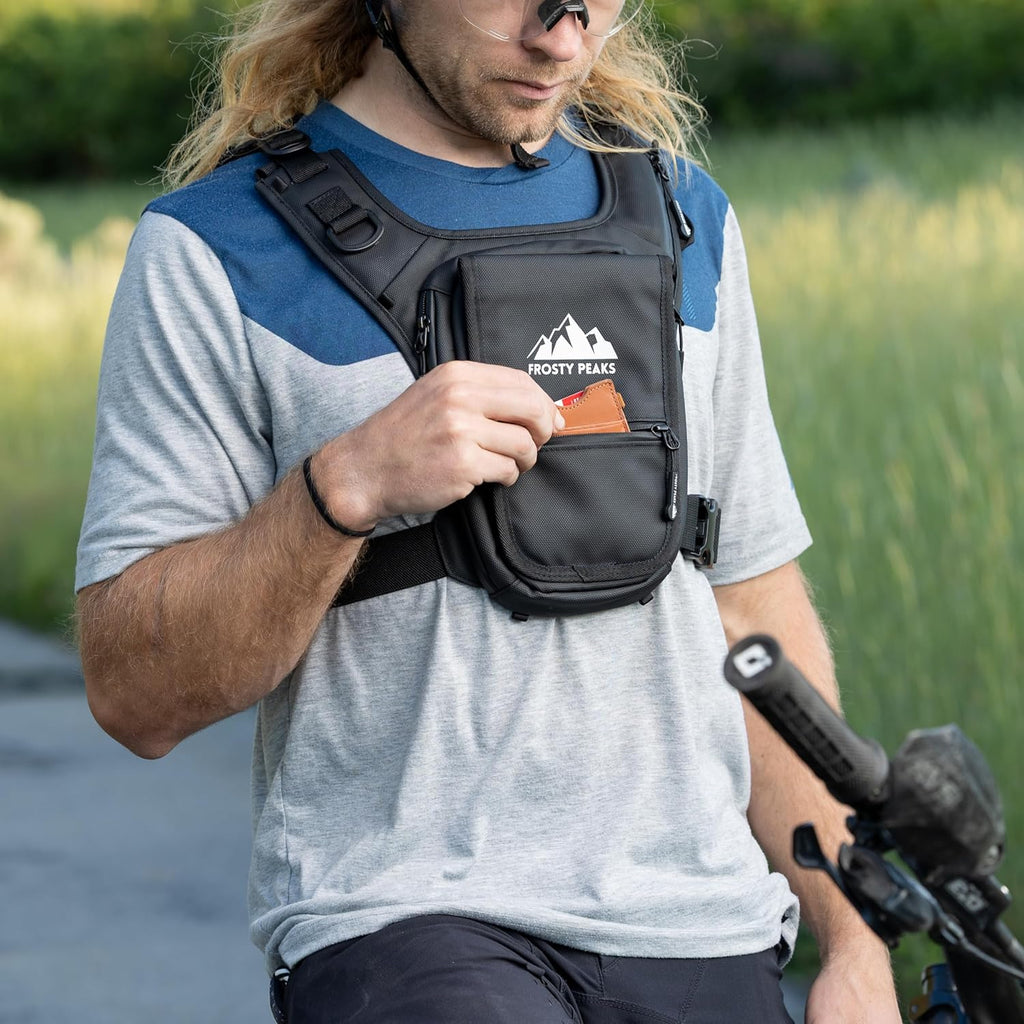 Skiennix Minimalist Chest Rig - Outdoor Chest Pack with Easy-Access Phone Pouch | Black