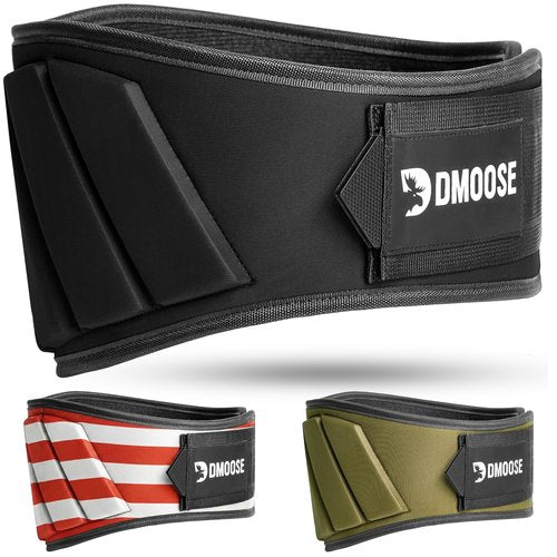 DMoose Strength Olympics squat belts for men and Women - 6 Inch Auto-Lock Weight Lifting Back Support, Workout Back Support for Lifting, Fitness - Black Large