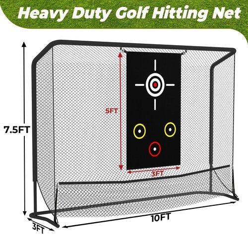 GCCSJ Golf Practice Net(10x7.5ft), Golf Hitting Net, Hitting Net with Target Cloth for Indoor or Outdoor Use, Heavy Duty with Carry Bag, Nets for Backyard