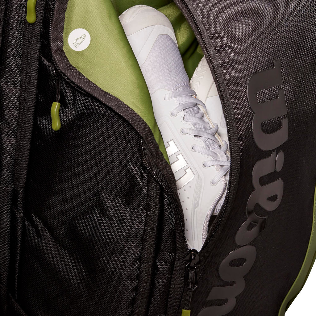 Wilson Blade V8 Super Tour Tennis Backpack - Green/Black, Holds up to 2 Rackets