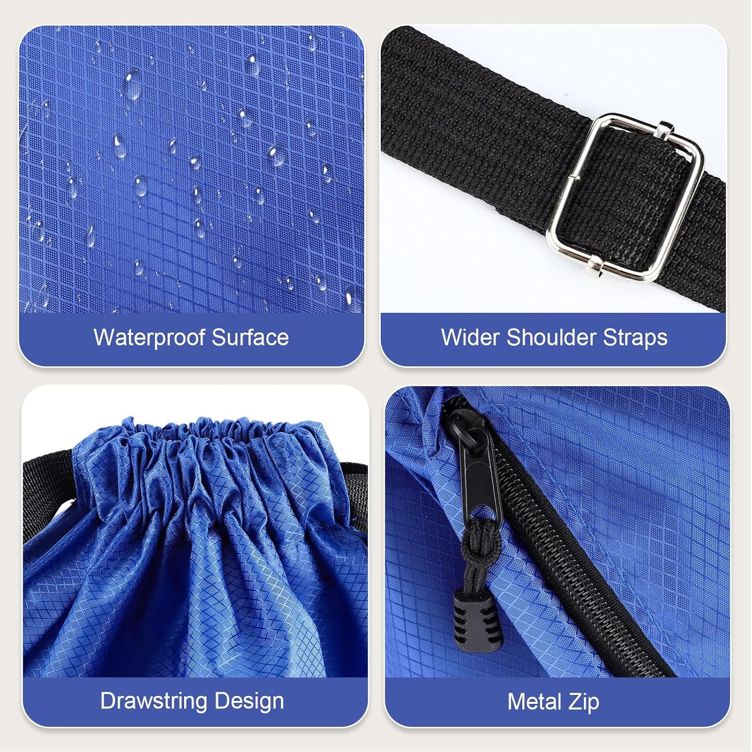 Skiennix Drawstring Backpack - Waterproof Gym Bag with Water Bottle Pocket | Ideal for Sports (Blue)