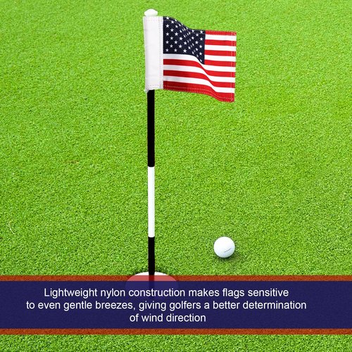 Oudain Golf Flag with Tube Inserted Waterproof Putting USA Golf Target Flag 420d Nylon Mini Pin for Yard Indoor Outdoor Veterans Day Patriotic Backyard Garden Portable, 8 x 6 Inch(3 Pcs)