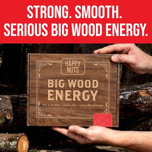 HAPPY NUTS Men's Hygiene Kit | Big Wood Energy Box with Deodorant, Body Wash & Comfort Cream - Ultimate Self-Care Gift Set