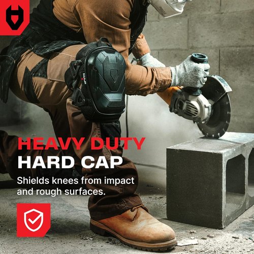 NoCry Knee Pads - Professional Heavy Duty Construction Support with Non-Slip Cap & Adjustable Straps | Thick Foam & Gel Cushioning