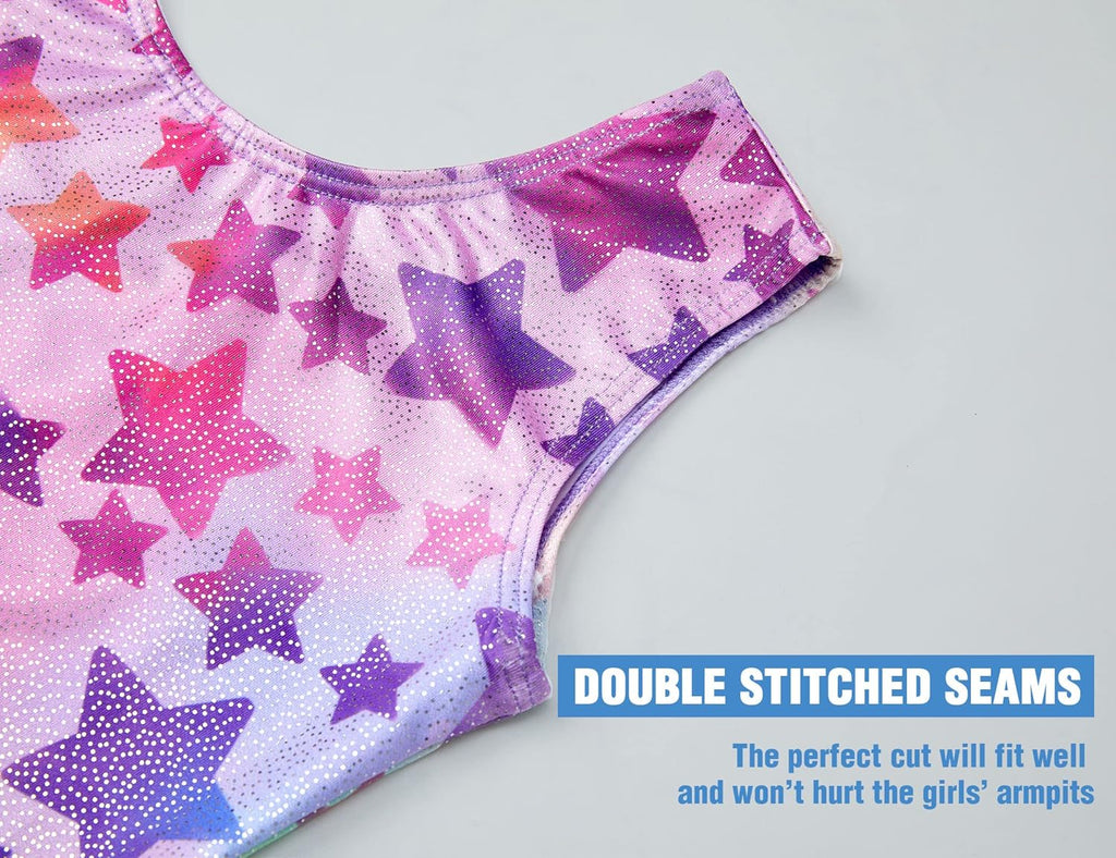 TENVDA Gymnastics Leotards - Sparkly Colorful One-Piece Outfit for Girls | Sizes 2-12 Years