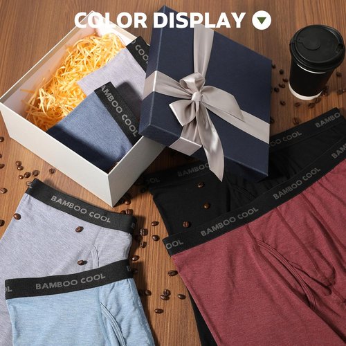 BAMBOO COOL Men's Ultra Breathable Boxer Briefs - No Riding Up Design with Comfort Waistband | Multipack