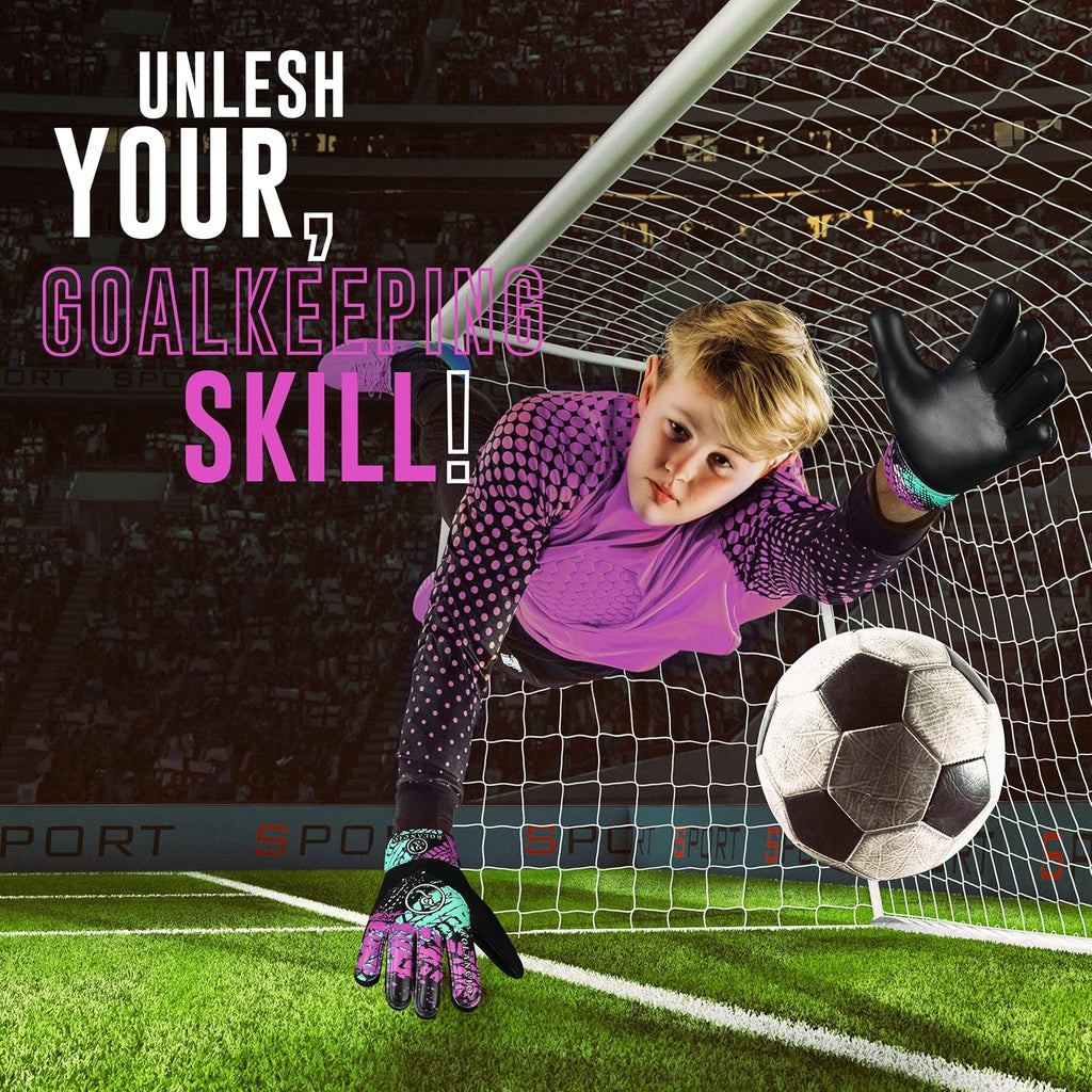 Rolanicio Goalie Gloves - Kids' Soccer Gloves with Dual Wrist Protection | Breathable Non-Slip Latex