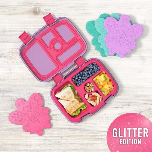 Bentgo Buddies Glitter Ice Packs - Slim Reusable Packs for Lunch Boxes & Coolers | Multicolored 4-Pack (Fairy)