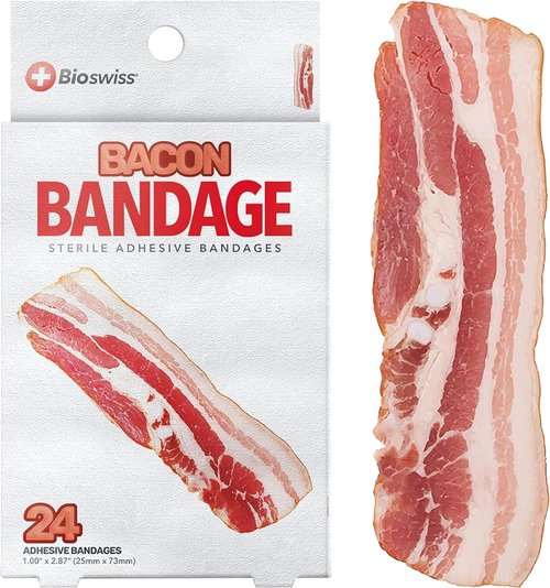 BioSwiss Bacon Shaped Bandages - Latex Free Self-Adhesive Wound Care | 24 Count Sterile Set