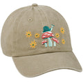 Primitives by Kathy Baseball Cap, Mushrooms Full Color Design, Stonewashed Khaki, Adjustable fit Metal Buckle